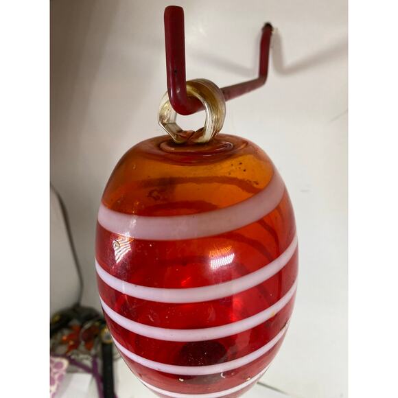 Hanging Hummingbird Feeder Hand Blown Glass Art - Picture 4 of 6